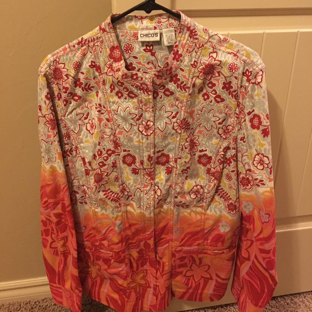 Chicos size 3 Jacket with long sleeves; vibrant colors